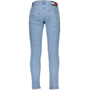 Light Blue Cotton Men Slim Tapered Jean