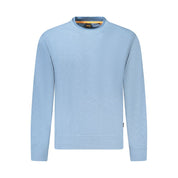 Light Blue Cotton Men Sweater