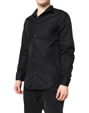 Black Cotton Long Sleeves Men Formal Dress Shirt