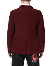 Maroon Corduroy Regular Fit Men Coat Blazer Jacket