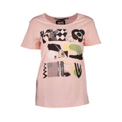 Pink Cotton Women T-Shirt