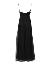 Black Tulle Pearl Sleeveless Long Gown Dress