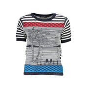 Blue Cotton Women Sweater