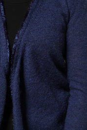 Dark Blue Long Sleeves Overcoat Cardigan Sweater