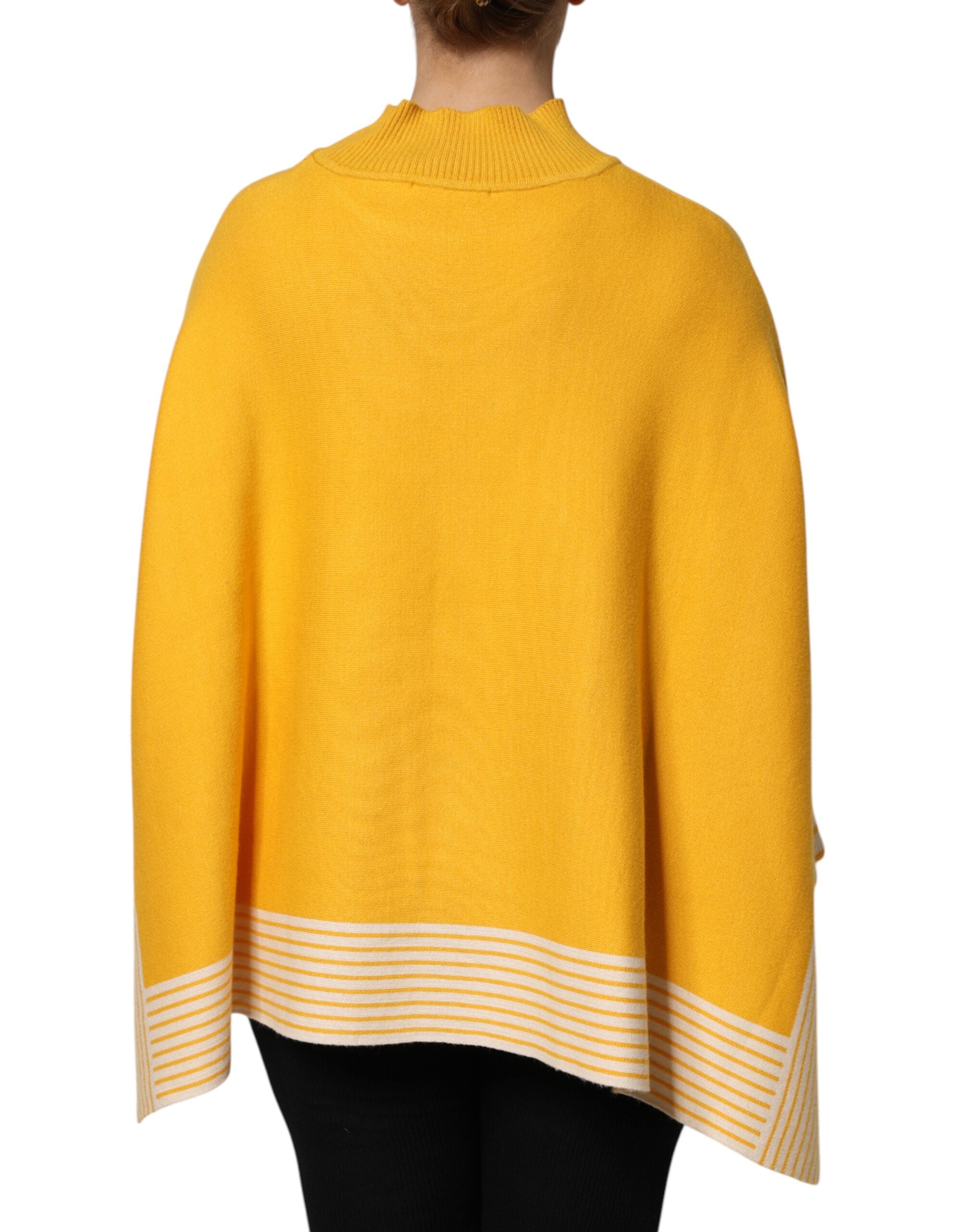 Yellow Stripe Long Sleeve Overcoat Pullover Sweater