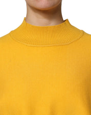 Yellow Stripe Long Sleeve Overcoat Pullover Sweater