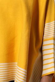 Yellow Stripe Long Sleeve Overcoat Pullover Sweater