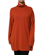 Dark Orange Long Sleeves Turtleneck Sweater