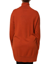 Dark Orange Long Sleeves Turtleneck Sweater