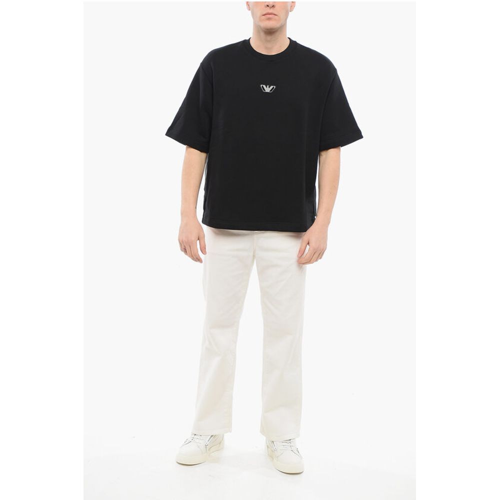 EMPORIO Short-sleeved Crew Neck Sweatshirt with Rubberized L