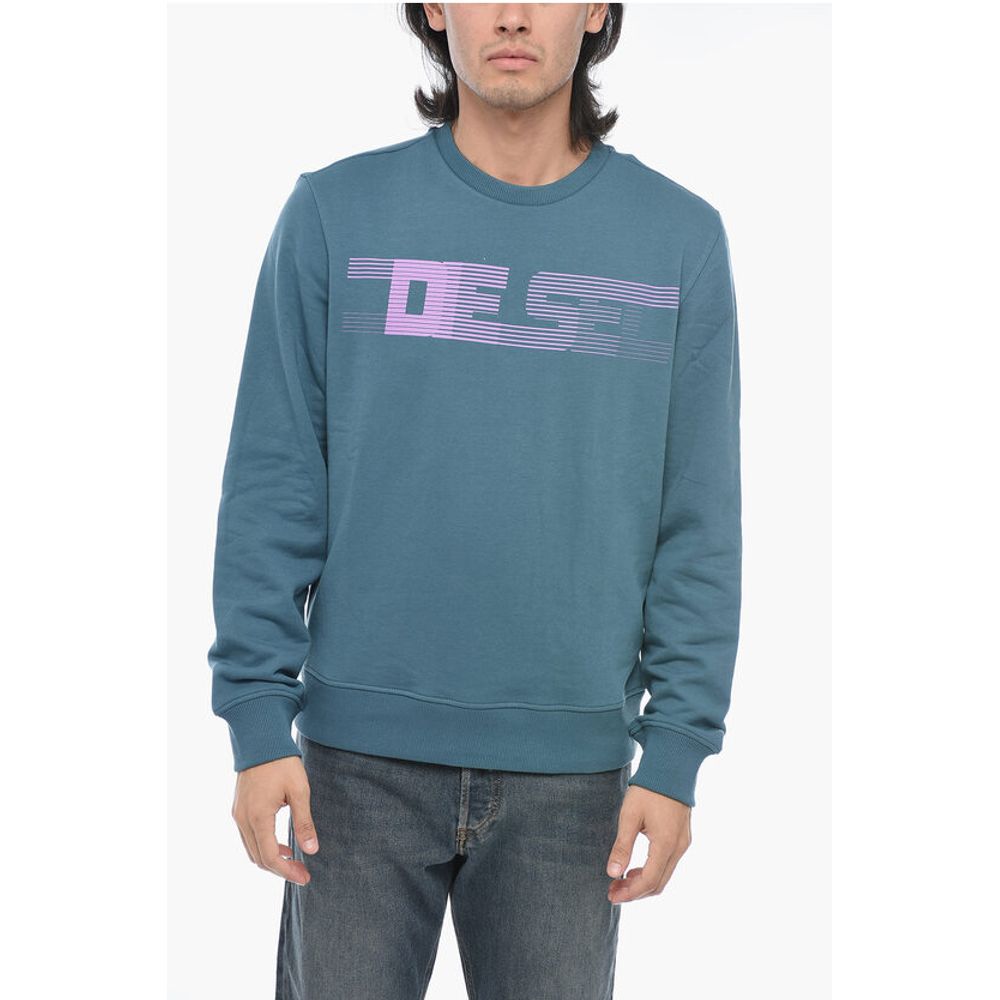 Brushed Cotton S-GINN-E3 Crewneck Sweatshirt With Logo Print