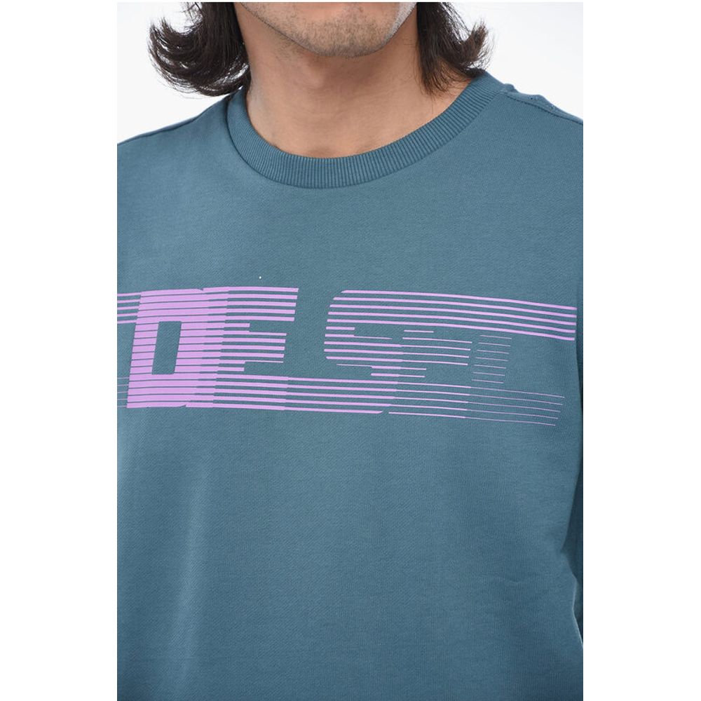 Brushed Cotton S-GINN-E3 Crewneck Sweatshirt With Logo Print