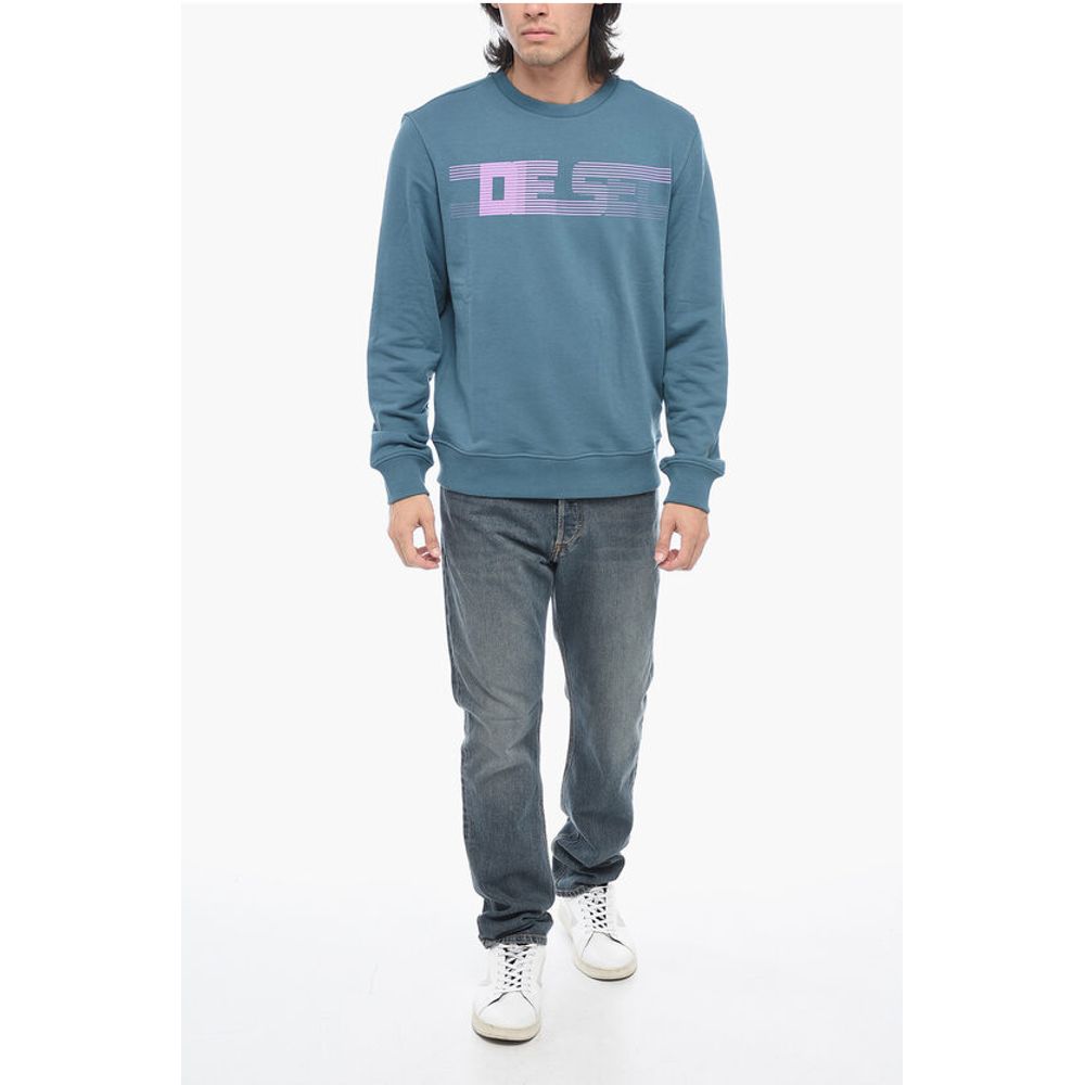 Brushed Cotton S-GINN-E3 Crewneck Sweatshirt With Logo Print