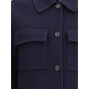 Blue Fleece Wool Coat