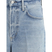 Light Blue Cotton Straight-Leg Jeans
