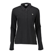 Black Cotton Women Polo Shirt