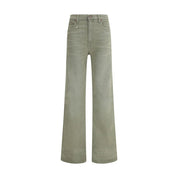 Green Cotton Flared Jeans