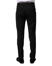 Black Solid Formal Tapered Men Dress Pants