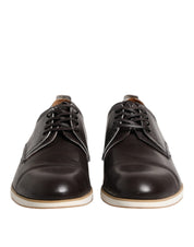 Dark Brown Leather Derby Lace Up Dress Formal Shoes