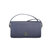 Blue Polyurethane Women Handbag