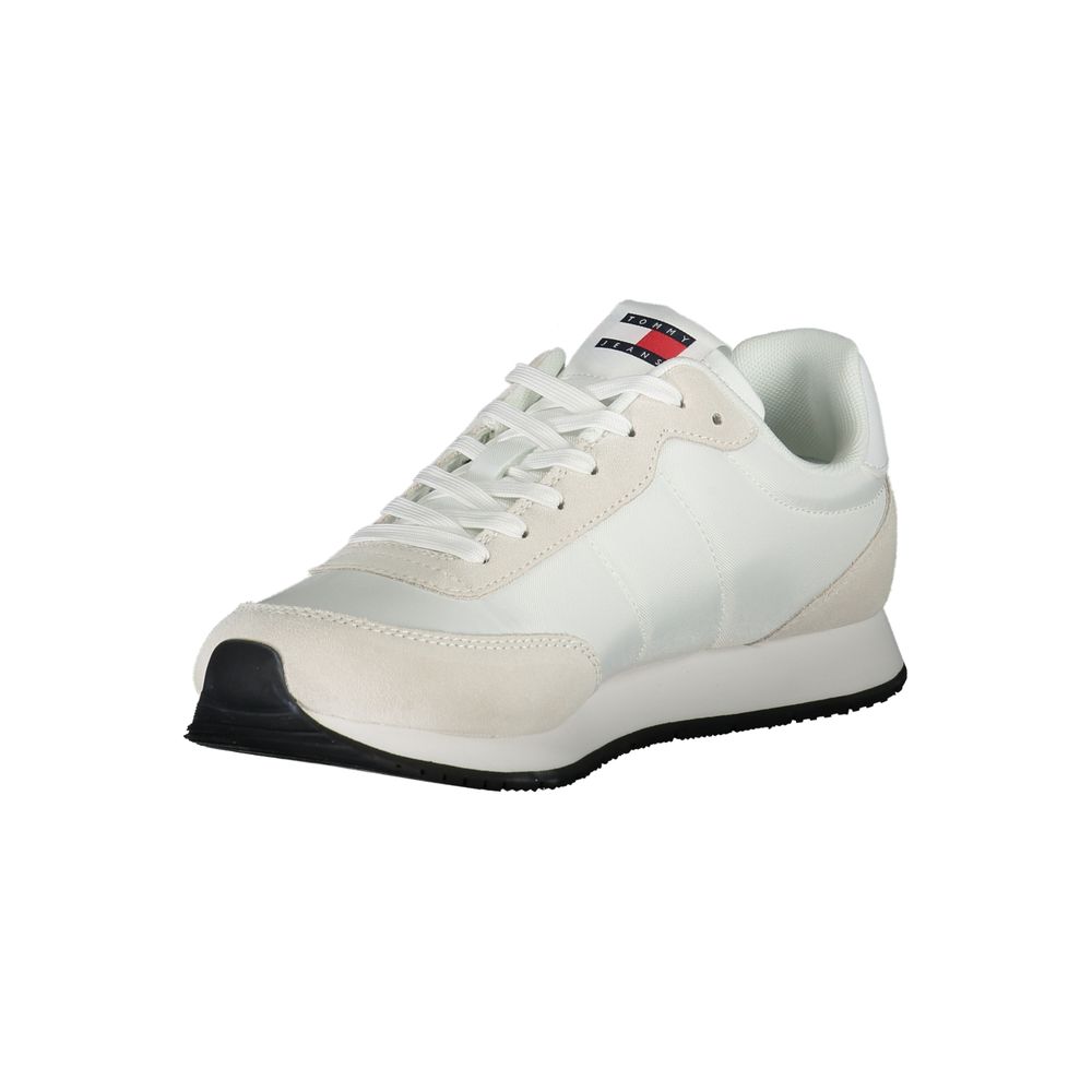 White Beige Polyester Men Sneaker
