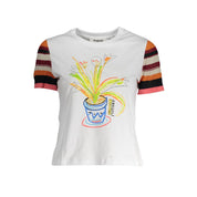 White Cotton Women T-Shirt