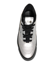 Metallic Silver Low Top Lace Up Sneakers Shoes