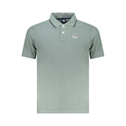 Green Cotton Men Polo Shirt