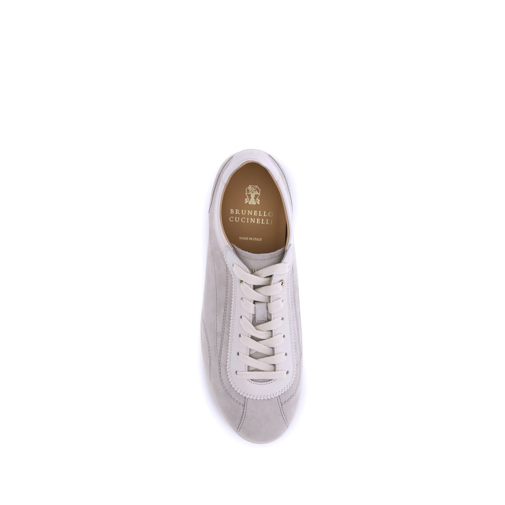 Gray Calf Leather Bos Taurus Low Top Sneakers