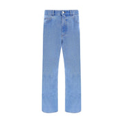 Light Blue Cotton Straight-Leg Jeans