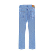 Light Blue Cotton Straight-Leg Jeans