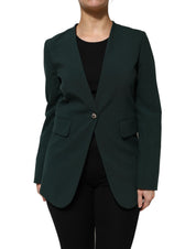 Green Single Breasted One Button Coat Jacket