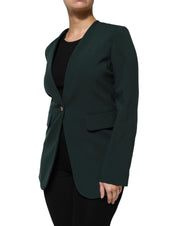 Green Single Breasted One Button Coat Jacket