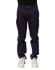Dark Purple Mid Waist Casual Straight Pants
