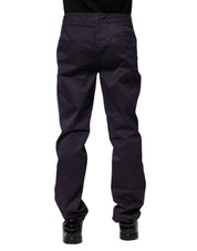 Dark Purple Mid Waist Casual Straight Pants