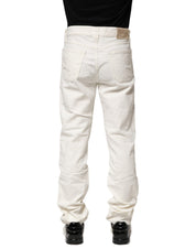 White Cotton Stretch Straight Fit Men Denim Jeans