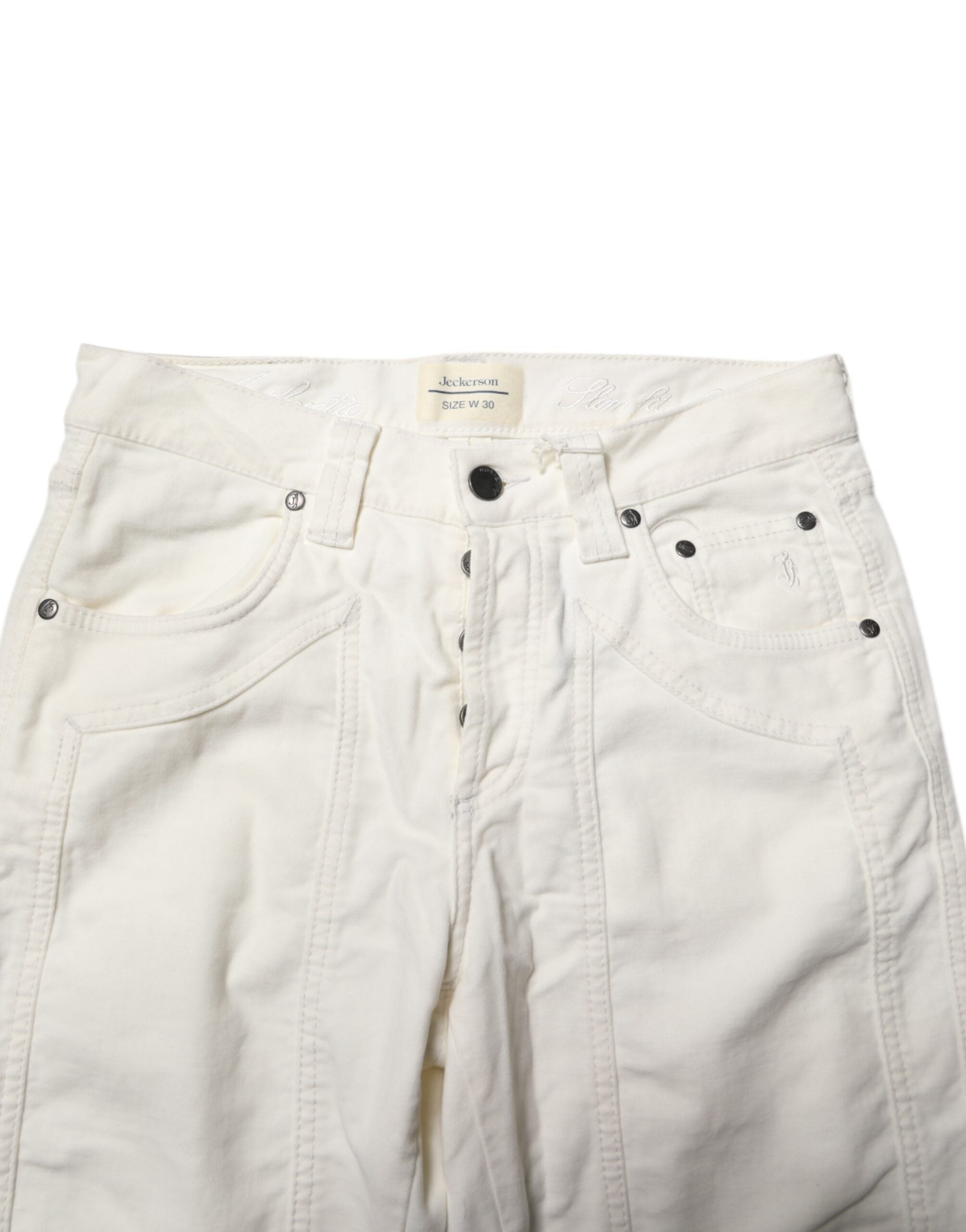 White Cotton Stretch Straight Fit Men Denim Jeans