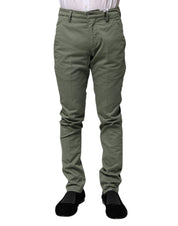 Green Mid Waist Skinny Fit Casual Pants