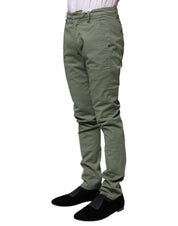 Green Mid Waist Skinny Fit Casual Pants