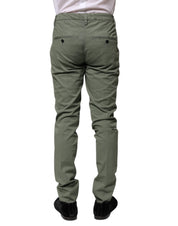 Green Mid Waist Skinny Fit Casual Pants