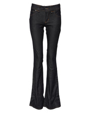 Blue Mid Waist Cotton Wide Leg Denim Jeans