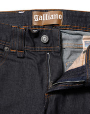 Blue Mid Waist Cotton Wide Leg Denim Jeans