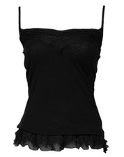 Black Wool Sleeveless Square Neck Tank Top