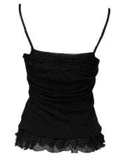 Black Wool Sleeveless Square Neck Tank Top
