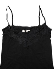 Black Wool Sleeveless Square Neck Tank Top