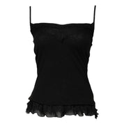 Black Wool Sleeveless Square Neck Tank Top