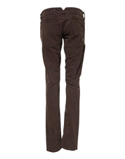 Brown Cotton Low Waist Skinny Casual Jeans