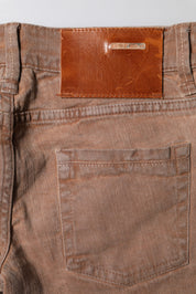 Brown Cotton Slim Fit Denim Low Waist Jeans