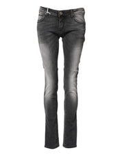 Dark Gray Cotton Slim Fit Denim Low Waist Denim Jeans