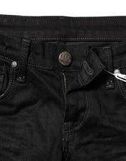 Black Cotton Slim Fit Denim Low Waist Denim Jeans
